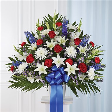 Heartfelt Sympathies™ Standing Basket- Red, White & Blue