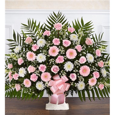 Heartfelt Tribute™ Floor Basket- Pink & White