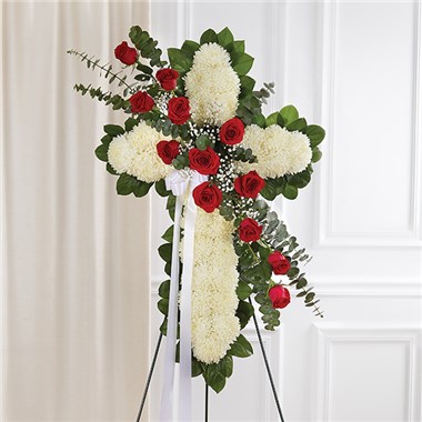 Peace & Prayers™ Standing Cross- Red & White