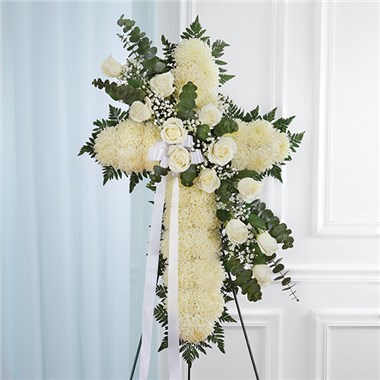 Peace & Prayers™ Standing Cross-White