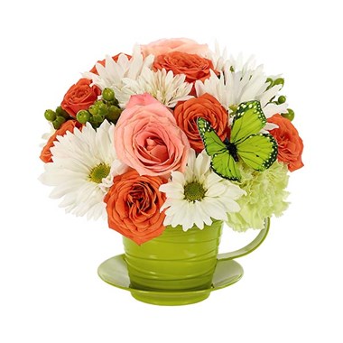 &quot;For all you do&quot; tea cup flower bouquet (BF391-11KM)